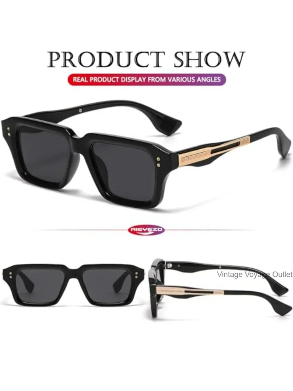 Rectangle Sunglasses UV400 Protection Retro Square Frame Shades